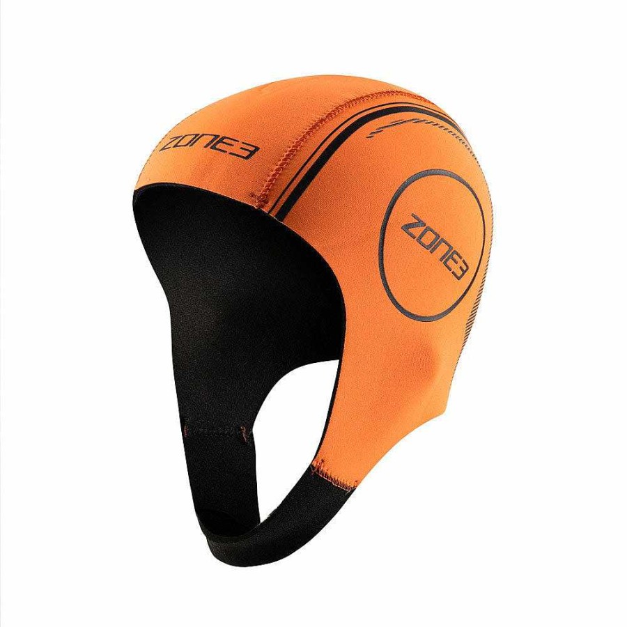 Women Zone3 Neoprene | Orange Neoprene Swim Cap