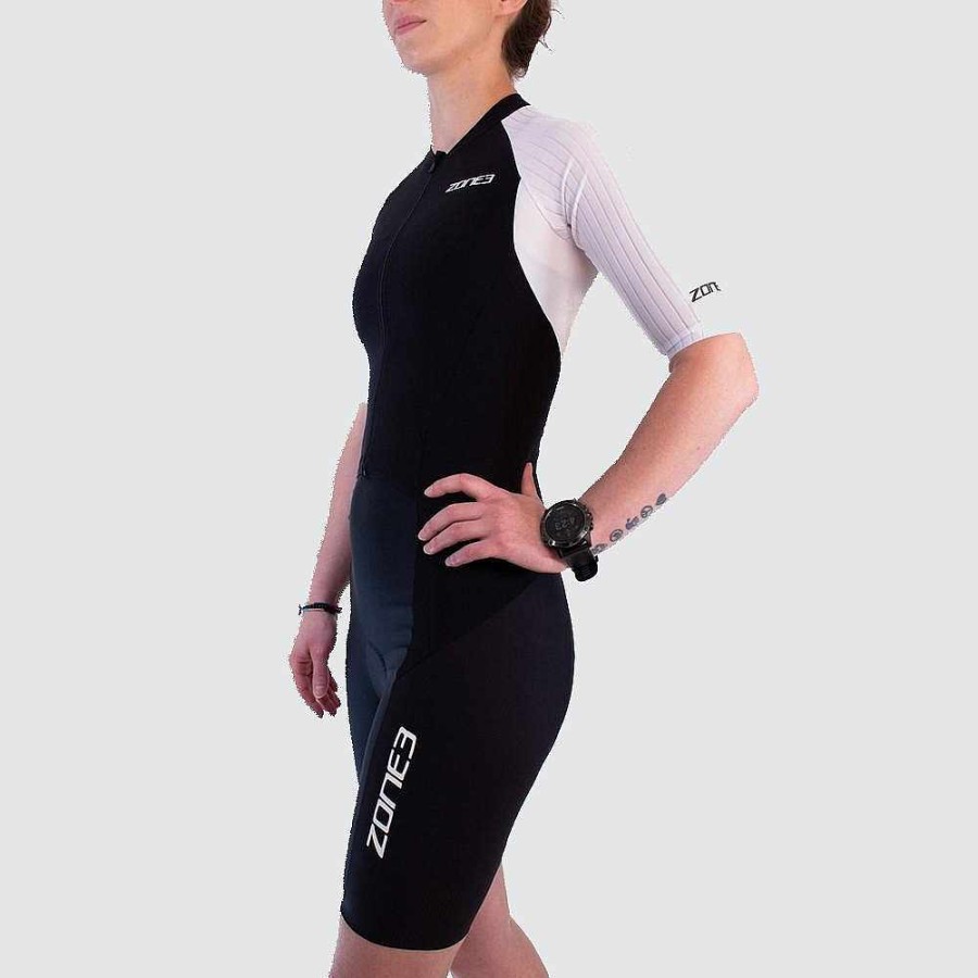 Women Zone3 Tri Suits | Lava Long Distance Full Zip Short Sleeve Trisuit