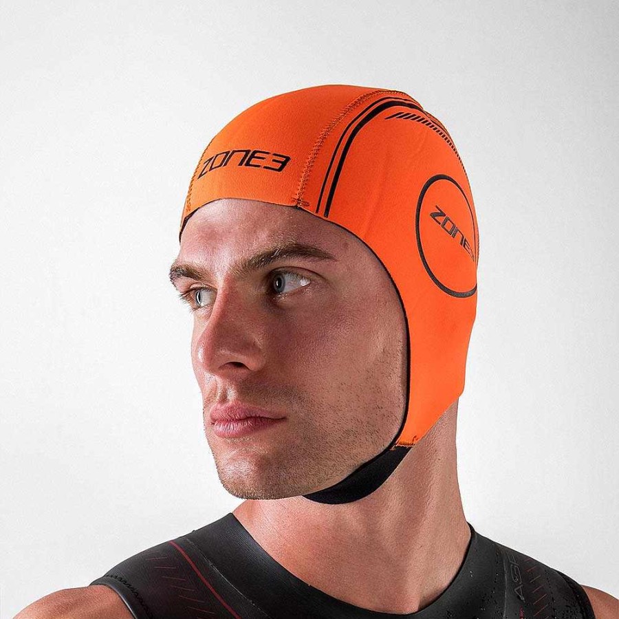 Women Zone3 Neoprene | Orange Neoprene Swim Cap