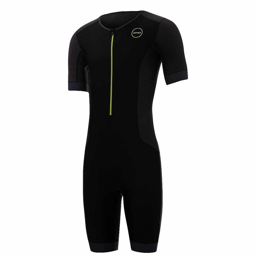 Last Change Zone3 | Aquaflo+ Short Sleeve Trisuit Black/Grey/Neon Green